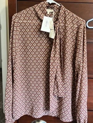 Woman’s Mystree Blouse With Neck Bow & Hidden Buttons Womens Large NWT Career - Image 1 of 4