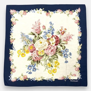 NWT Vintage Ralph Lauren Handkerchief Pocket Square Floral Scarf Preppy Bandana - Picture 1 of 4