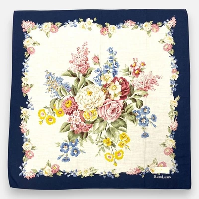 Nuevo con etiquetas Pañuelo Ralph Lauren Vintage Bolsillo Cuadrado Floral Bufanda Preppy Bandana Foto 1 de 4