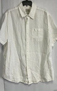 LL Bean White 100% Linen Slightly Fitted Button Down Shirt w/pocket Mens Large - Picture 1 of 8