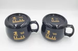 Set 2 tazzine da caffè + sottobicchieri in plastica nera servizio postale USPS vintage 1995 - Foto 1 di 10