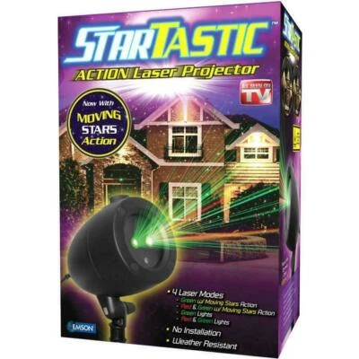NEW IN BOX StarTastic ACTION  Laser PROJECTOR Light Show, 4 Modes Static& MOVING - Image 1 of 3