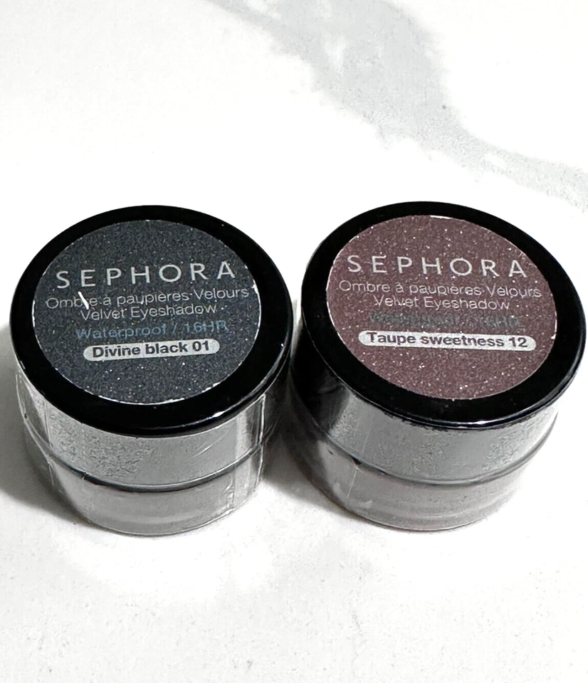 2x Sephora Waterproof 16H Velvet Eyeshadow: DIVINE BLACK 01/TAUPE SWEETNESS 12 - Image 1 of 1