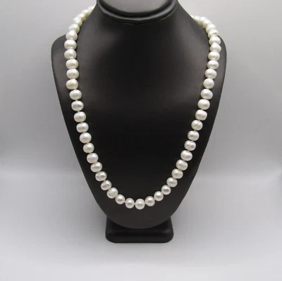 Elegante hilo de perlas de agua dulce barroco blanco de 7 mm-8 mm para mamá 18" Foto 1 de 4