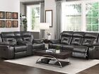 ON SALE - Gray Faux Leather Reclining Living Room Sofa Couch Loveseat Set IF6S