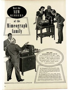 1939 Mimeografo 91 92 fotocopiatrice arte illustrazione stampa d'epoca pubblicità A B Dick - Foto 1 di 1