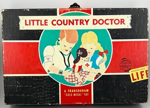 1953 Little Country Doctor Play Set A Transogram Gold Metal Toy 1348 Complete - Picture 1 of 7