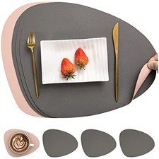 Myir JUN Set de Table en Cuir et Dessous de Verre, Set de Table Antidérapant Dou