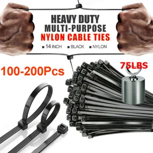 100 14" Cable ZIP TIES Heavy Duty Strong Ultra Nylon Wrap Wire Cord UV Resistant - Afbeelding 1 van 14