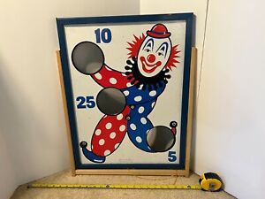 Vintage bean bag toss, creepy clown carnival game. Fold out backyard board game.