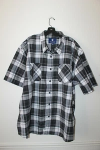 New WiTag Rocawear plaid button down short sleeve grey dress shirt men's 4XB $50 - Picture 1 of 4