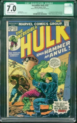 Incredible Hulk 182 CGC 7.0 Qualified Trimpe art Cover 2nd Wolverine 12/1974 - Image 1 of 2