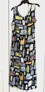 Nina Piccalino Geometric Print Multi Colors Sleeveless Back Straps Dress Size 12 - Picture 1 of 10