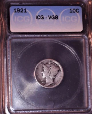 1921 Mercury Dime, ICG VG8, Key Date, Issue Free - Image 1 of 4