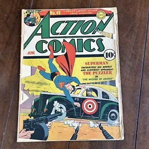 ACTION COMICS #49 DC 1942 SUPERMAN GOLDEN AGE - INCOMPLETE - Picture 1 of 7