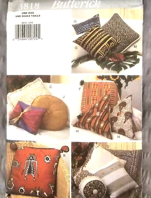 Butterick Pillow Patterns #3818 13 Unique Shapes Covers Uncut Pillows - Image 1 of 4