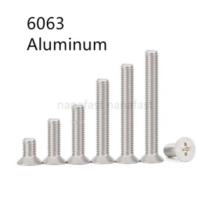 Aluminum 6063 Phillips Cross Countersunk Flat Head Screws M1.7 M2 M3 M4 M5 M6 - Picture 1 of 12