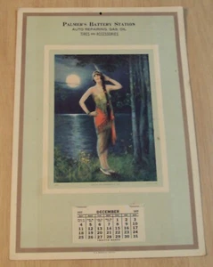 Calendario pubblicitario originale vintage 1927~"INDIAN MAIDEN"~stazione BATTERIA Palmer's~ - Foto 1 di 7