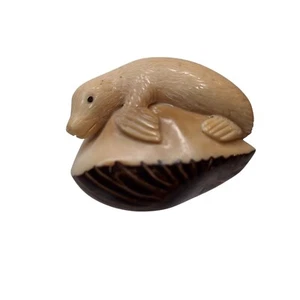 Vintage Siegel handgeschnitzt TAGUE NUSS Gemüse Elfenbein Figur - Bild 1 von 13