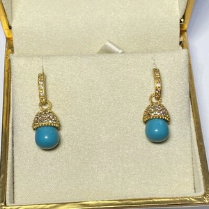 Freida Rothman Ohrringe 14 Karat vergoldet über Sterlingsilber 925 CZ & Türkis - Bild 1 von 10