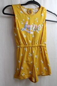 Girls Size 6 Between Yellow daisy Love Silver Sequin Jumper/romper Super Cute - Picture 1 of 4