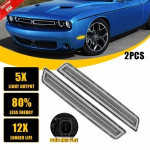 For 2015-2023 Dodge Challenger Smoked Front Bumper LED Side Marker Light Amber - Foto 1 di 12
