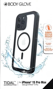 Body Glove Tidal Waterproof with MagSafe Case - iPhone 15 Pro Max- Clear/Black - Picture 1 of 3