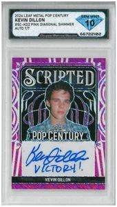 2024 Leaf Metal Pop Century Kevin Dillon Scripted Pink Auto /7💎DSG 10 Gem Mint - Bild 1 von 2
