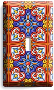 MEXIKANISCHE TALAVERA FLIESENOPTIK 1 GANG LICHTSCHALTER PLATTE KÜCHE KUNST ZIMMER WOHNDEKO - Bild 1 von 1