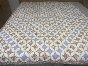 Handmade Patchwork Quilt Blanket Vtg Boho Colorful 83”x66” Great - Picture 1 of 10