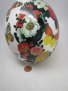 COLLECTIBLE CAPE TOWN MARIA-LOUISE EGG Large Ostrich 6 1/2"Tal FLOWERS&BUTTERFLY - Picture 1 of 5