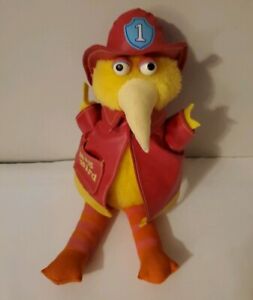 1970's Vintage Knickerbocker Sesame Street Muppets Plush Big Bird Fireman 11"