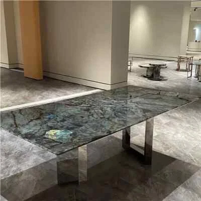 Custom Made Labradorite Stone Slab Table Geode Countertop Dining Table for Home - Image 1 of 4