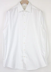 SUITSUPPLY Traveller Men Shirt 41/16 Slim White Pure Cotton Long Sleeve Twill - Foto 1 di 8