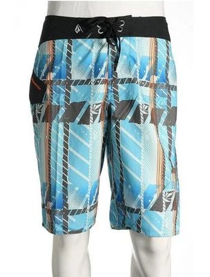 MEN'S GUYS VOLCOM PLAIDYPUS MOD BOARDSHORTS BLUE/GRAY SWIM SUIT TRUNKS $53 - Image 1 of 2