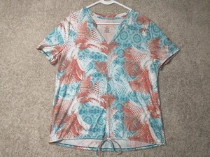 St. Johns Bay Shirt Womens Extra Large Red White Blue Preppy Casual Ladies - Picture 1 of 13