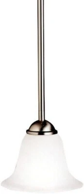 New Kichler Dover 2771 NI Brushed Nickel Etched Seeded Glass Mini Pendant - Image 1 of 3