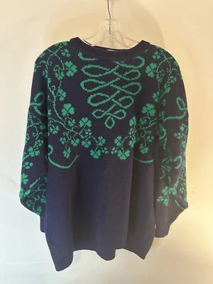 Suéter Emerald Isle Para Hombre Talla L Verde Azul Marino Tréboles Hecho en Irlanda Foto 1 de 3