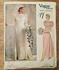 NEW Large Vogue Bridal Original Pattern 1829 Misses sz 10 Wedding Gown 2 Length - Picture 1 of 2