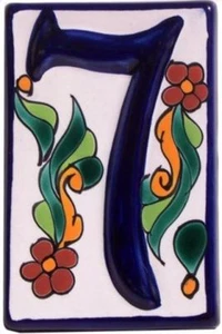 Mexican Talavera Colonial Tile Address House Number Seven - Picture 1 of 3