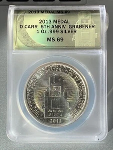 Grabener Press 2013 Dan Carr 5th Anniversary 1 oz MS69 ANACS Moonlight Mint - Picture 1 of 4