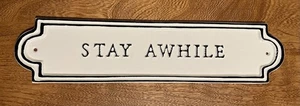Hearth & Hand Magnolie Metall Wandschild "STAY AWHILE" 18" x 4" Neu offene Box - Bild 1 von 3