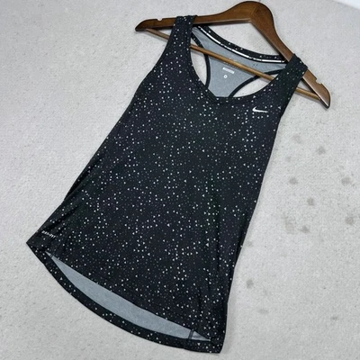 Nike Dri Fit Running Tank Top Womens Size S Black Geometric Print Sleeveless Gym - Image 1 of 4
