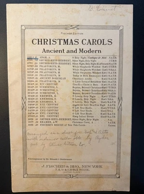THE HOLY NIGHT CHRISTMAS CAROLS Fishcher Edition for Piano, Organ, Voice 1897 - Image 1 of 4