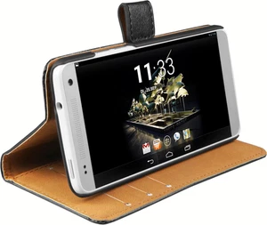 Echt Leder Bookstyle Case kompatibel mit HTC One mini Hülle Leder Tasche Case Wa - Bild 1 von 7