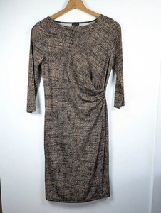 Talbots Dress Size Medium Faux Wrap Knee Length Stretch Ruched 3/4 Sleeve Career - Picture 1 of 7