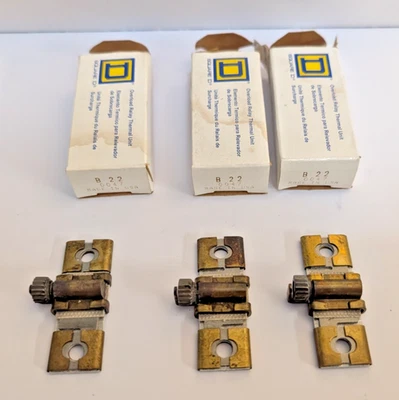Lote de 3 unidades calefactoras relé de sobrecarga térmica cuadradas D B22 nuevas stock antiguo B 22 Foto 1 de 4