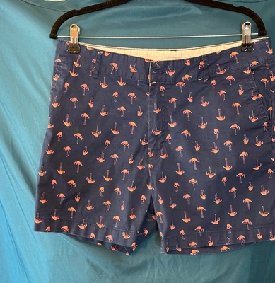 Pantalones cortos chinos ds5-Caribbean Joe para mujer azul marino con flamencos rosas, 5 pulgadas 10 Foto 1 de 3