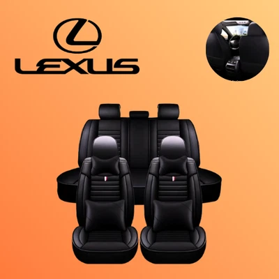 For All Lexus Cushion Luxury Seat Cover Black Leather 5 Seat Custom Fit - Image 1 of 4