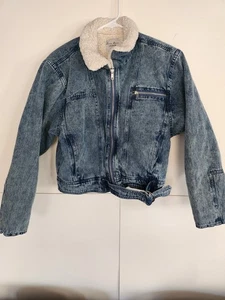 Love Tree Denim Women's Sherpa Lined Long Sleeve Denim Jean Jacket Size M - Picture 1 of 6